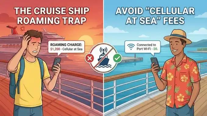 The Cruise Ship Roaming Trap: Avoid "Cellular at Sea" Fees
