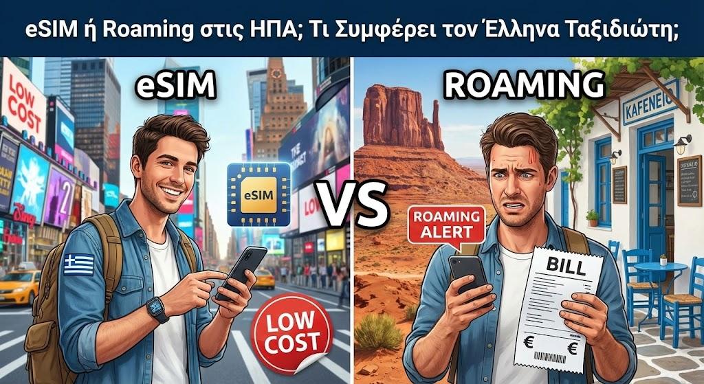 eSIM ή Roaming στις ΗΠΑ; Τι Συμφέρει τον Έλληνα Ταξιδιώτη;