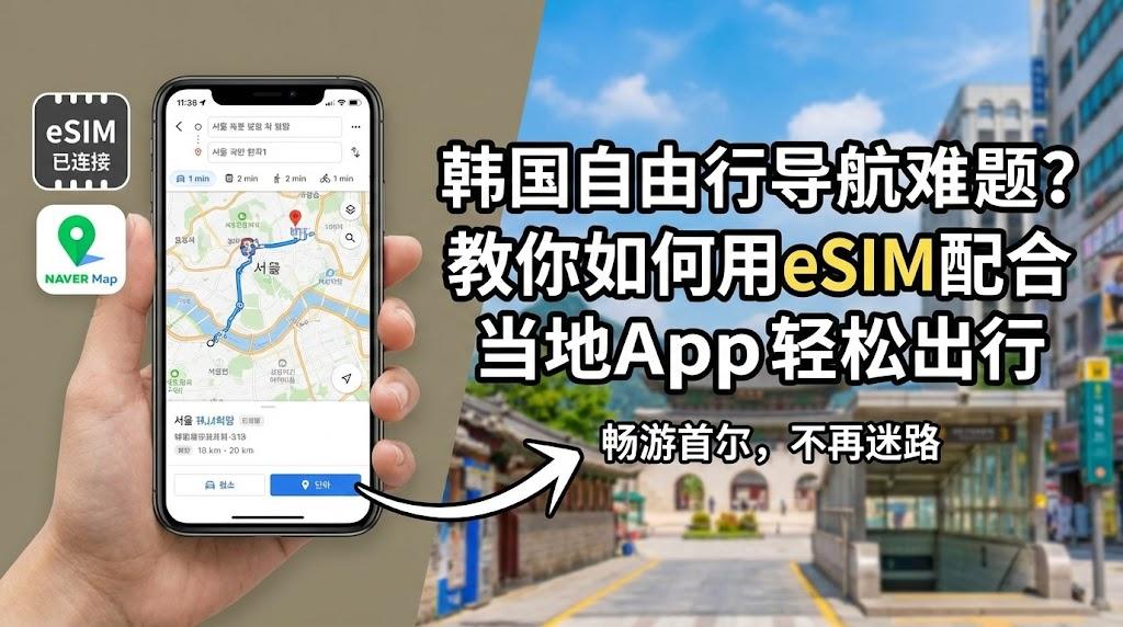 韩国自由行导航难题？教你如何用eSIM配合当地App轻松出行