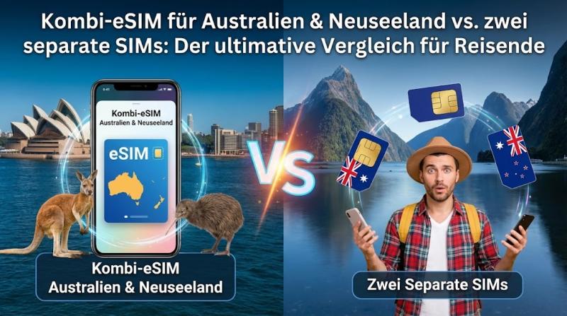 Kombi-eSIM für Australien & Neuseeland vs. zwei separate SIMs: Der ultimative Vergleich für Reisende