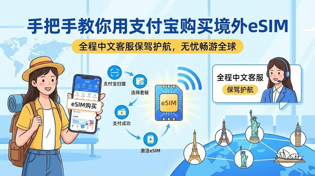 手把手教你用支付宝购买境外eSIM，全程中文客服保驾护航