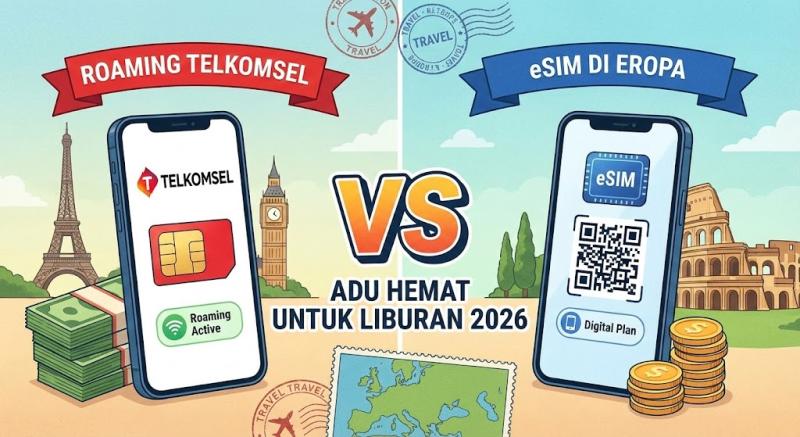 Roaming Telkomsel vs eSIM di Eropa: Adu Hemat untuk Liburan 2026
