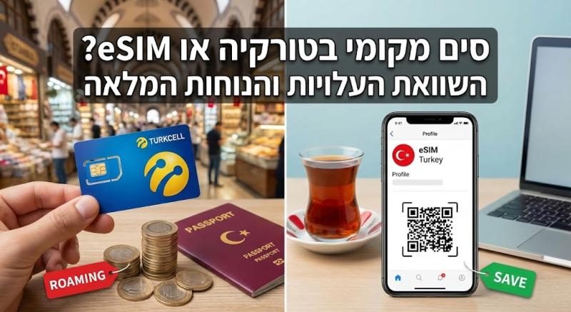 סים מקומי בטורקיה או eSIM? השוואת העלויות והנוחות המלאה