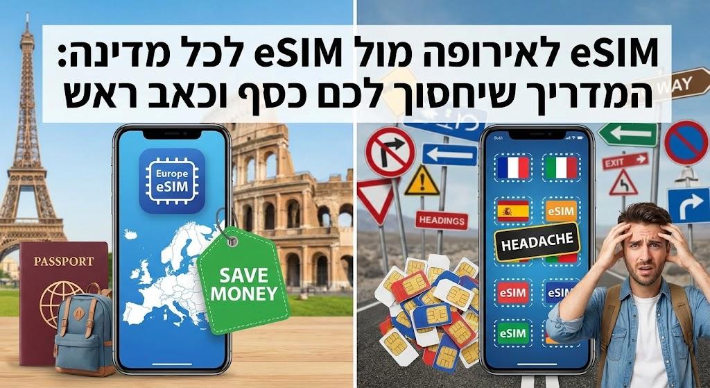eSIM לאירופה מול eSIM לכל מדינה: המדריך שיחסוך לכם כסף וכאב ראש