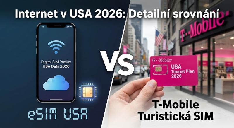 Internet v USA 2026: Detailní srovnání eSIM USA vs. turistická SIM karta od T-Mobile