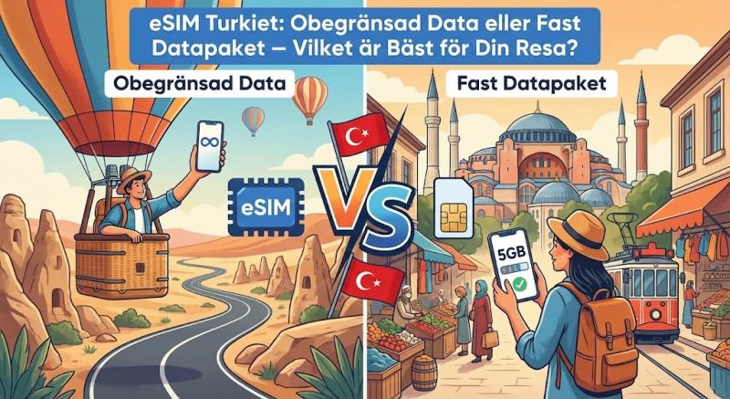 eSIM Turkiet: Obegränsad Data eller Fast Datapaket – Vilket är Bäst för Din Resa?