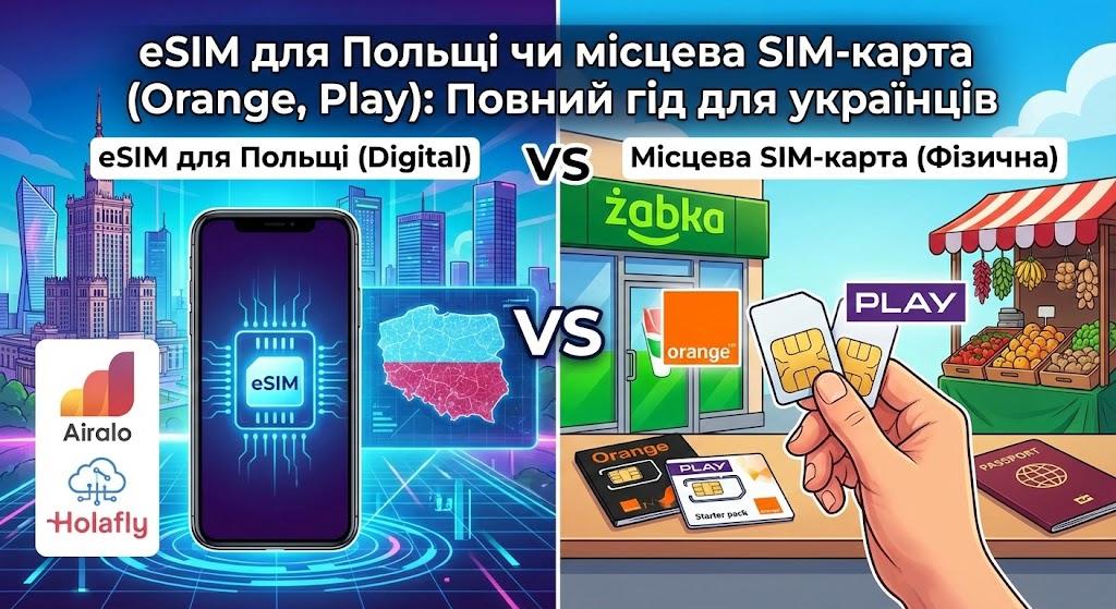 eSIM для Польщі чи місцева SIM-карта (Orange, Play): Повний гід для українців