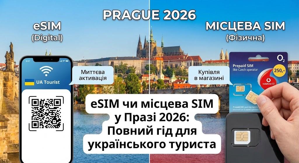eSIM чи місцева SIM у Празі 2026: Повний гід для українського туриста