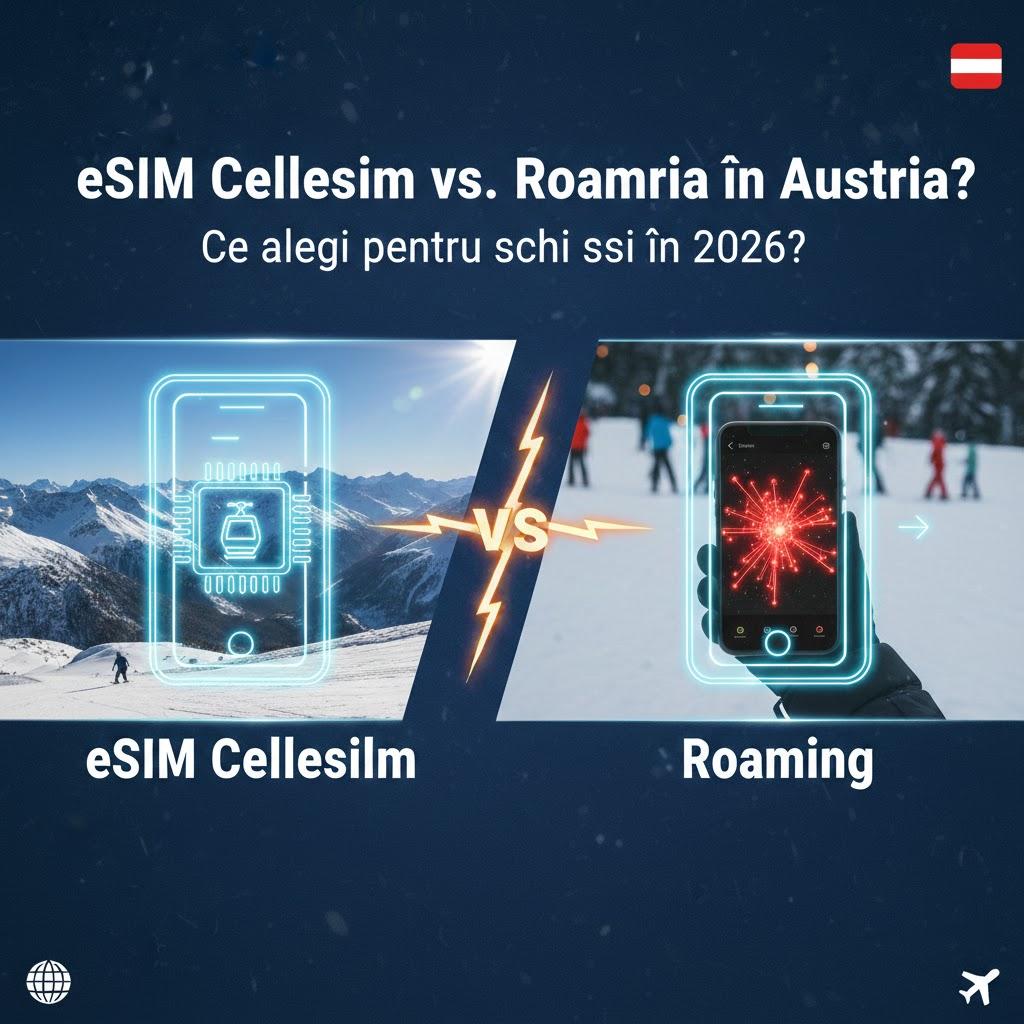 eSIM Cellesim vs. Roaming în Austria: Ce alegi pentru schi în 2026?