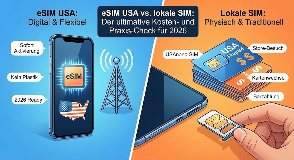 eSIM USA vs. lokale SIM: Der ultimative Kosten- und Praxis-Check für 2026