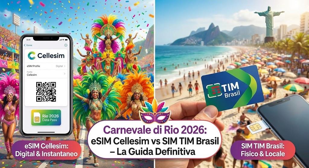 Carnevale di Rio 2026: eSIM Cellesim vs SIM TIM Brasil – La Guida Definitiva