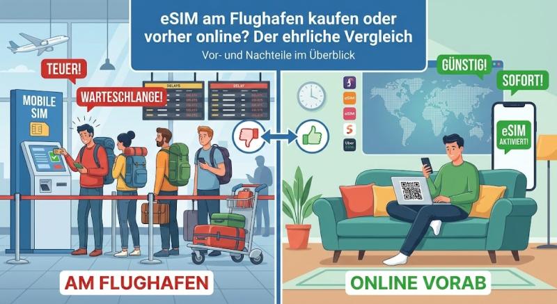 eSIM am Flughafen kaufen oder vorher online? Der ehrliche Vergleich