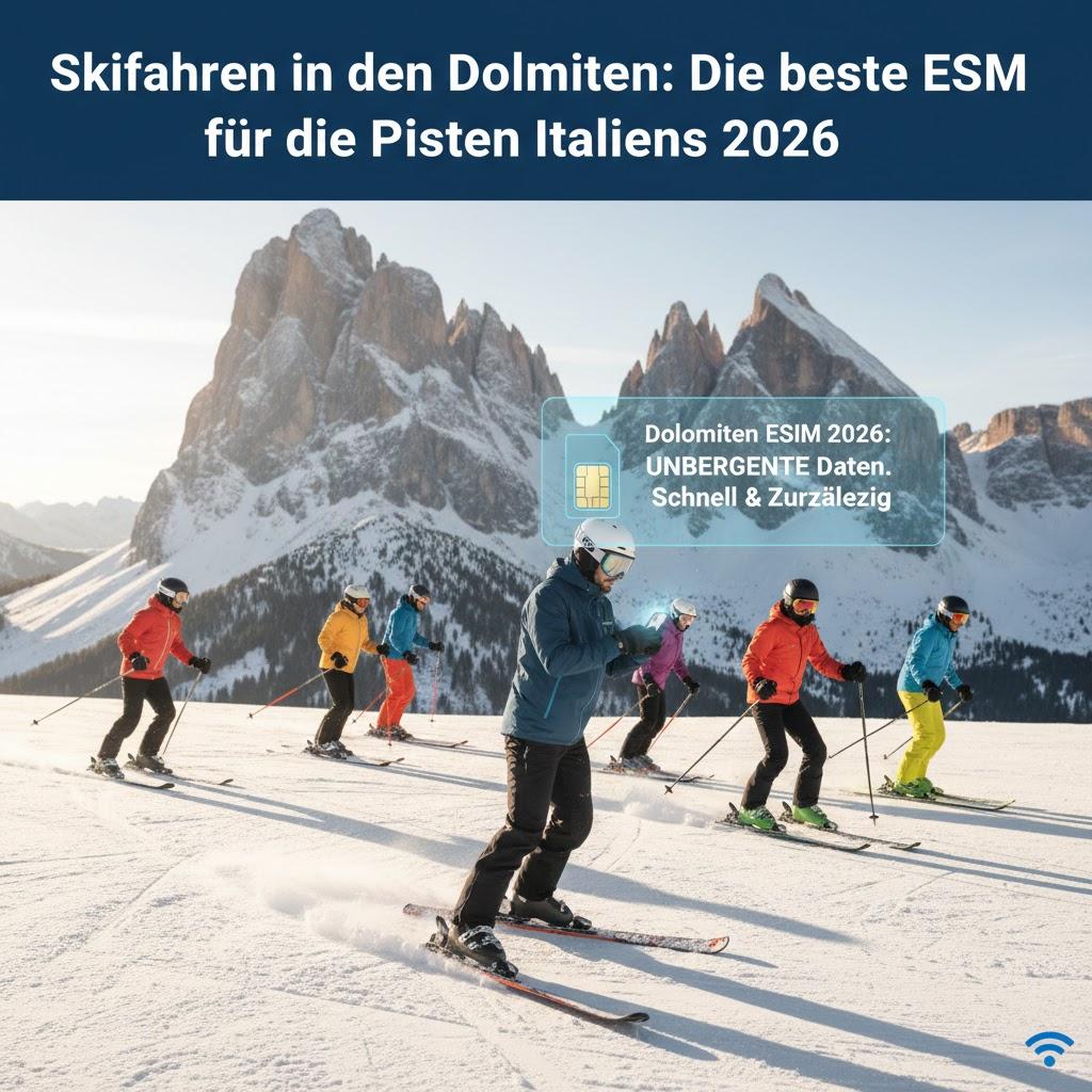 Skifahren in den Dolomiten: Die beste eSIM für die Pisten Italiens 2026
