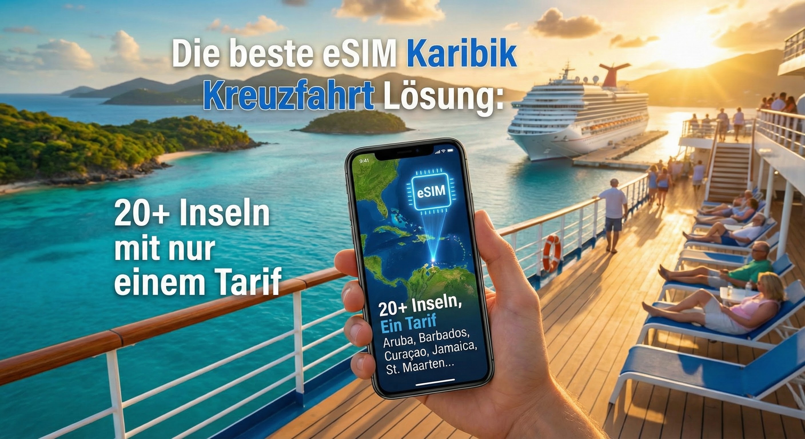 Die beste **eSIM Karibik Kreuzfahrt** Lösung: 20+ Inseln mit nur einem Tarif