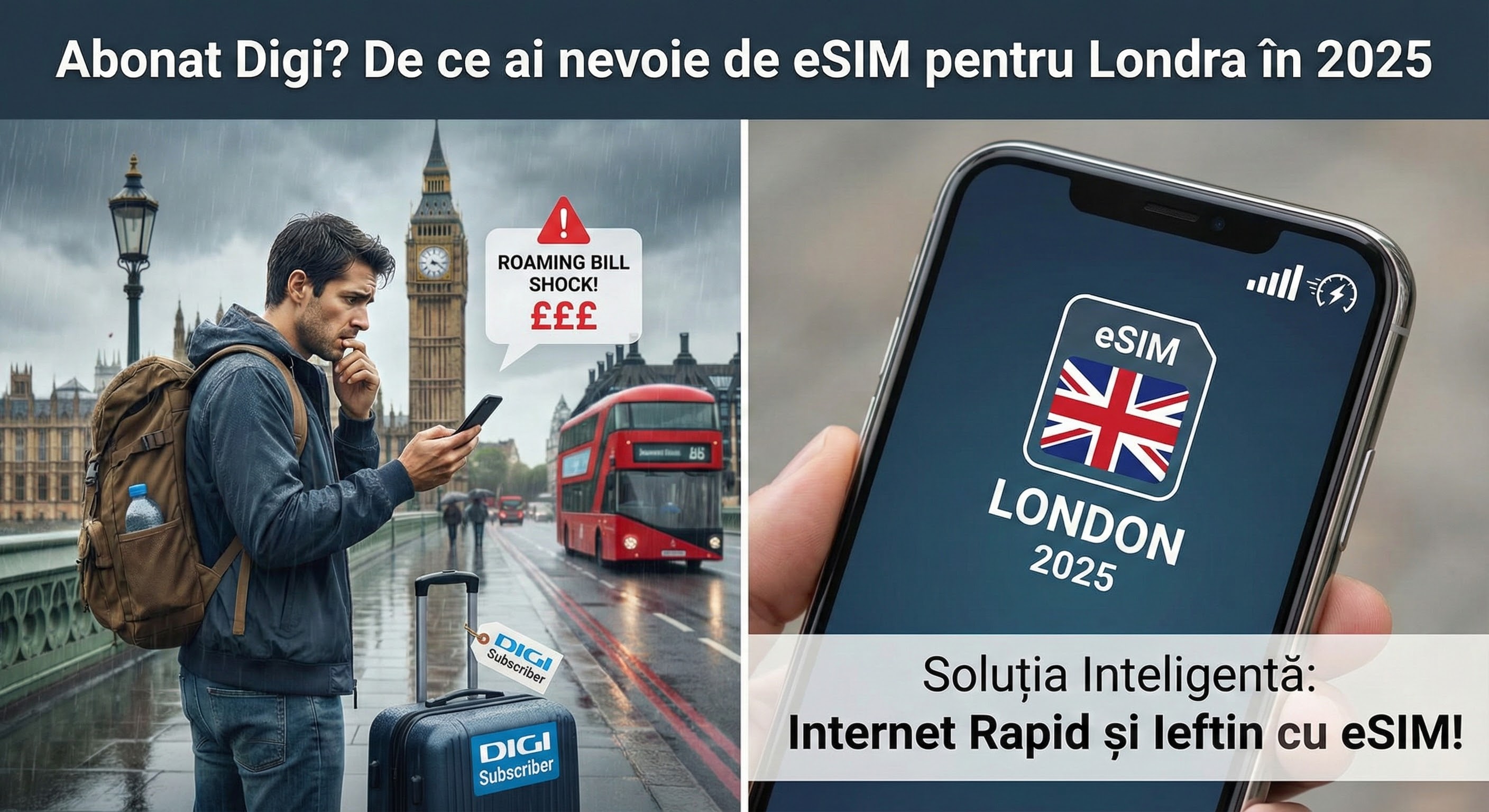 Abonat Digi? De ce ai nevoie de eSIM pentru Londra în 2025