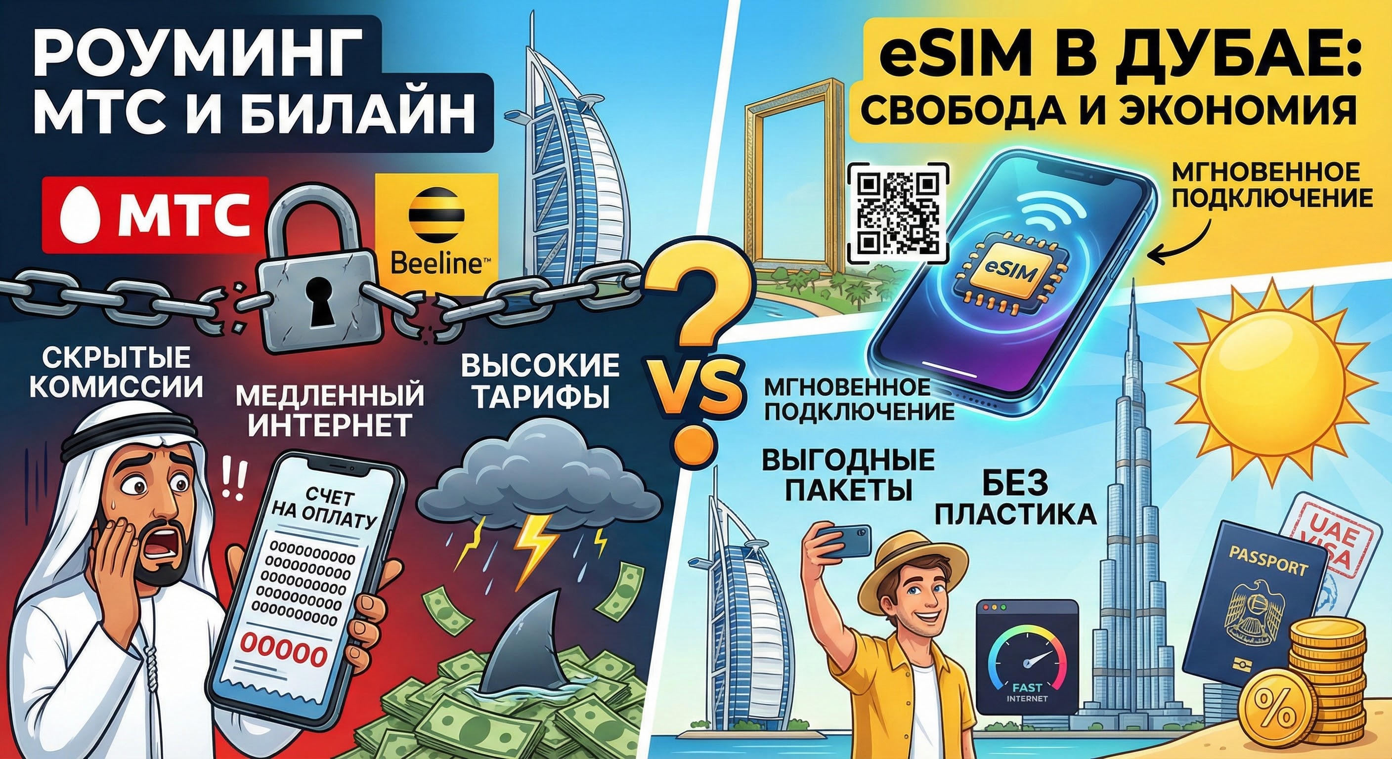 Роуминг МТС и Билайн в Дубае: Ловушка для туристов? Сравнение с eSIM