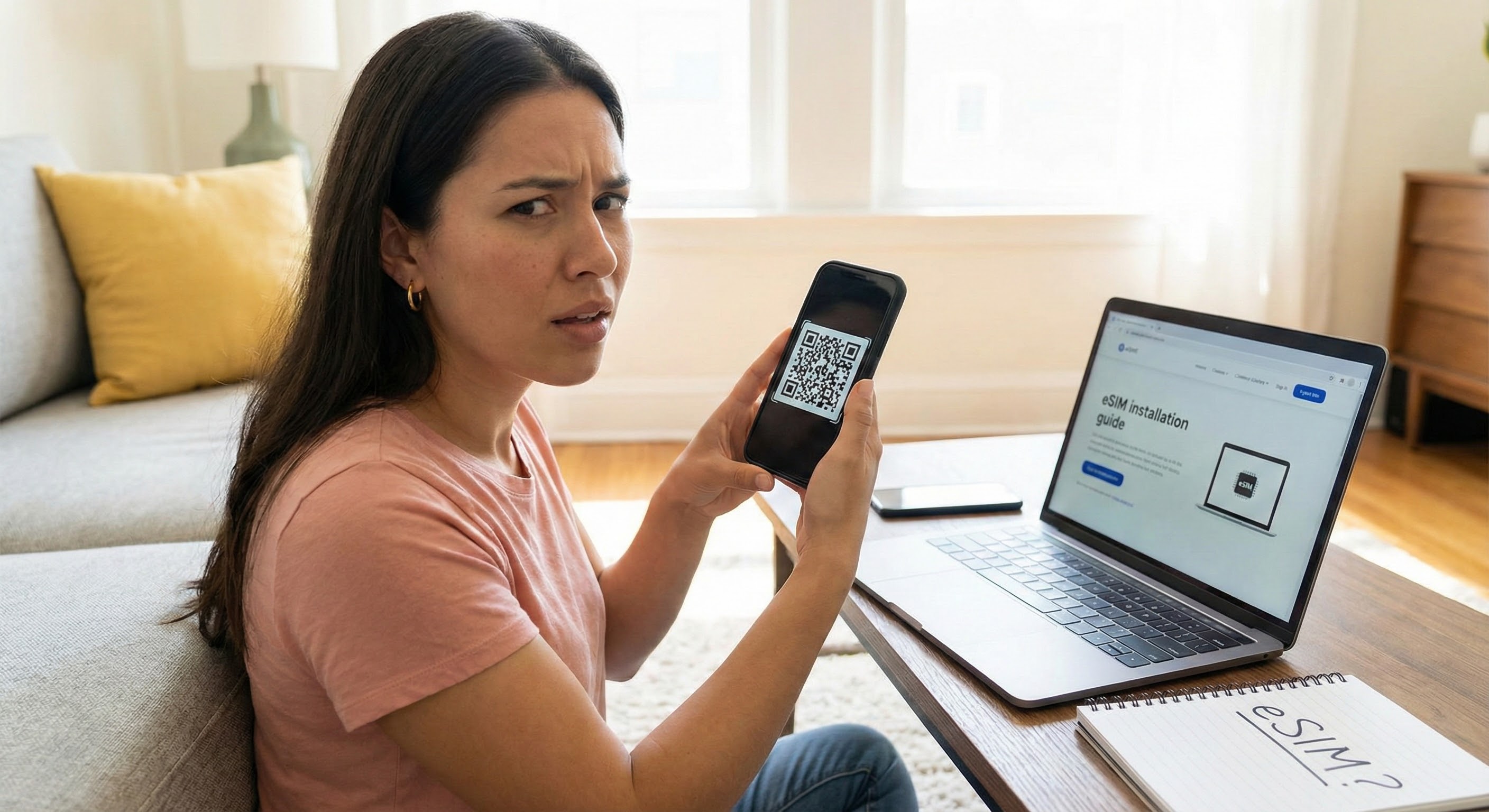 Solo tengo un teléfono, ¿cómo escaneo el código QR? (Guía de instalación de eSIM)