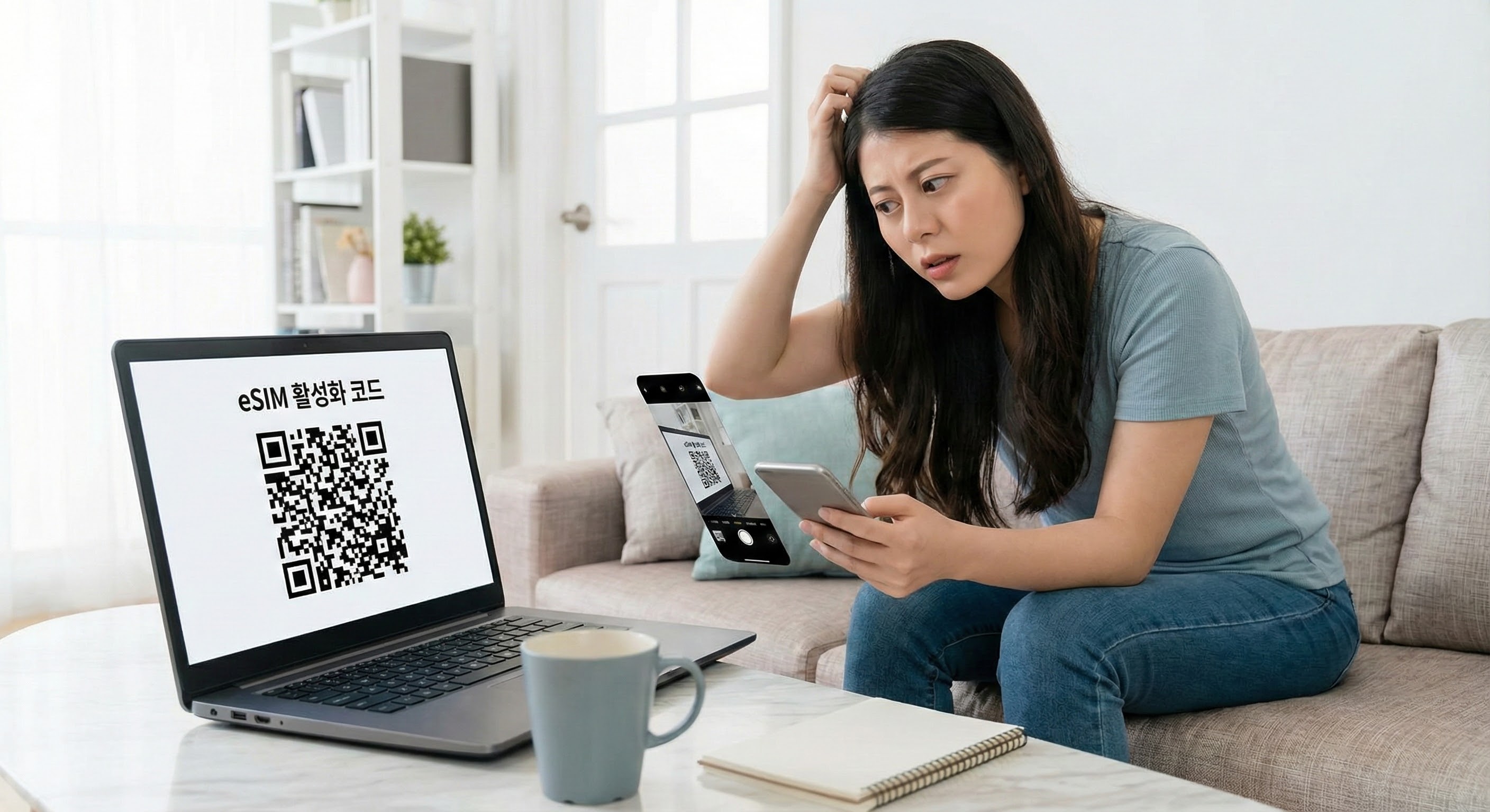 핸드폰이 하나뿐인데 QR 코드는 어떻게 찍죠? (초간단 eSIM 설치 가이드)