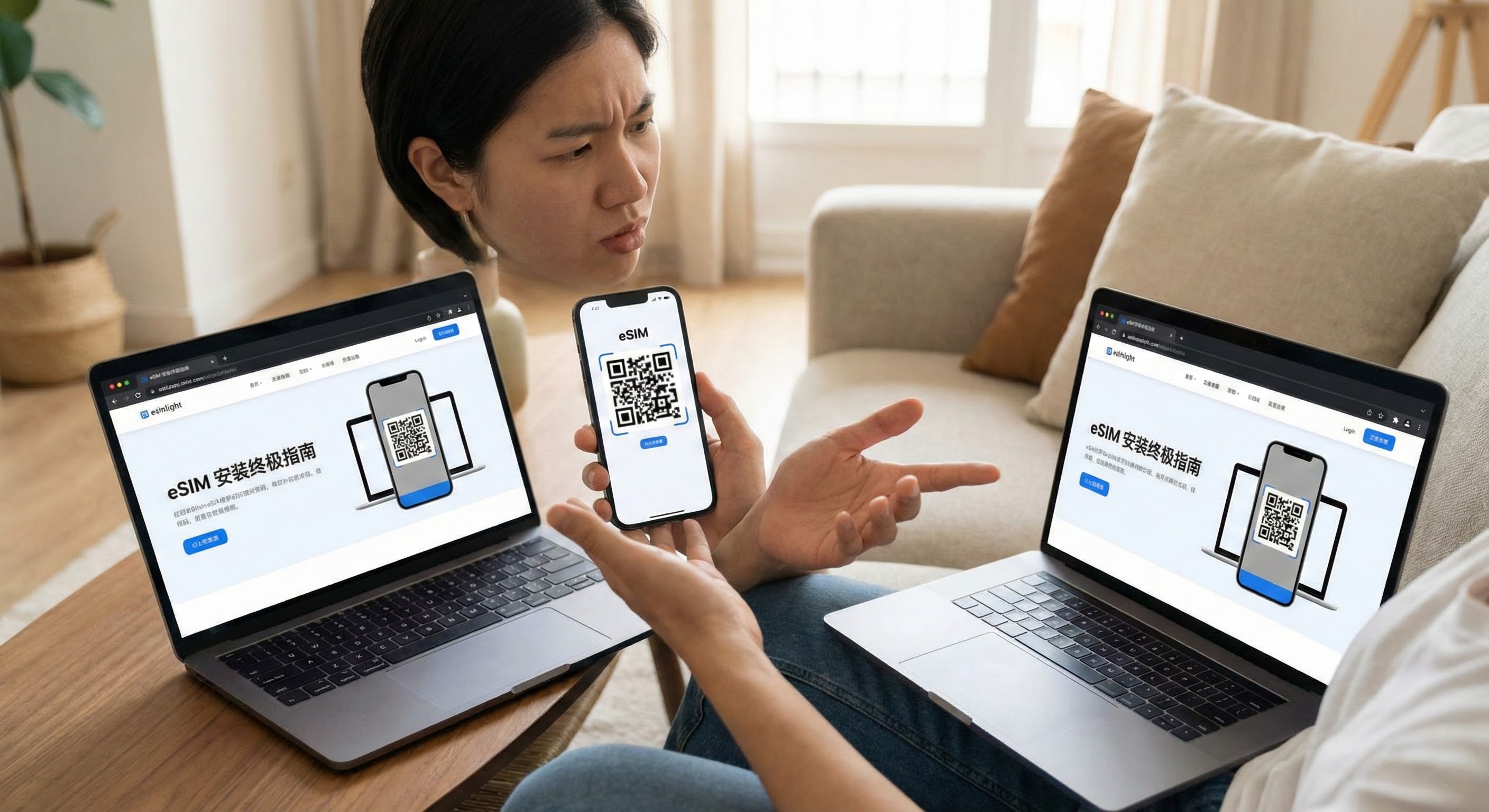 我只有一部手机，怎么扫描二维码？(eSIM 安装终极指南)