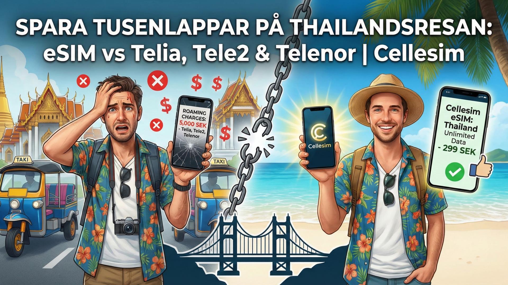 Spara tusenlappar på Thailandsresan: eSIM vs Telia, Tele2 & Telenor | Cellesim