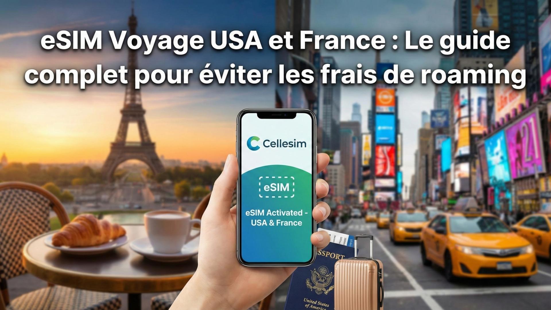 eSIM Voyage USA et France : Le guide complet pour éviter les frais de roaming