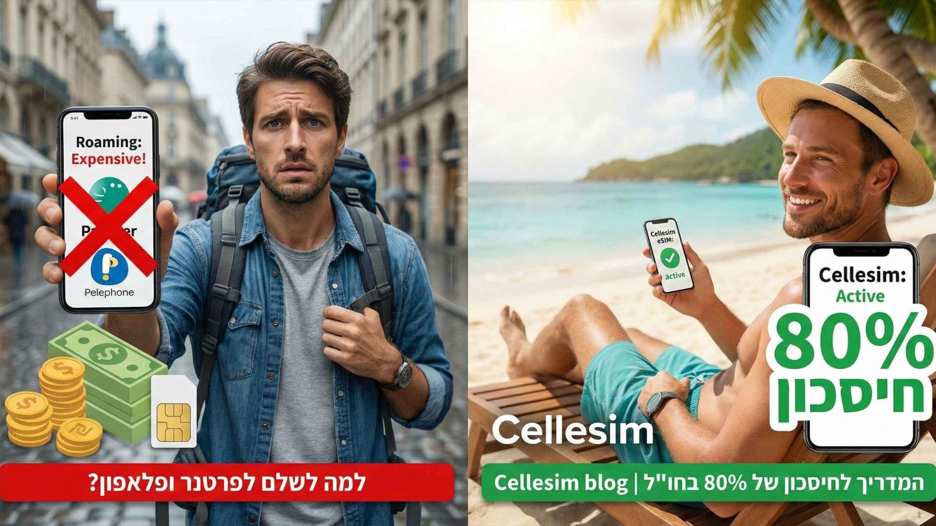 למה לשלם לפרטנר ופלאפון? המדריך לחיסכון של 80% בחו"ל | Cellesim