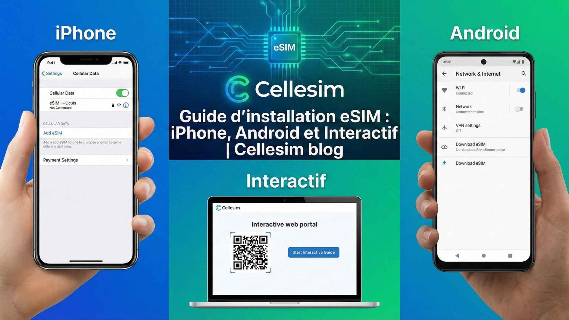 Guide d'installation eSIM : iPhone, Android et Interactif | Cellesim