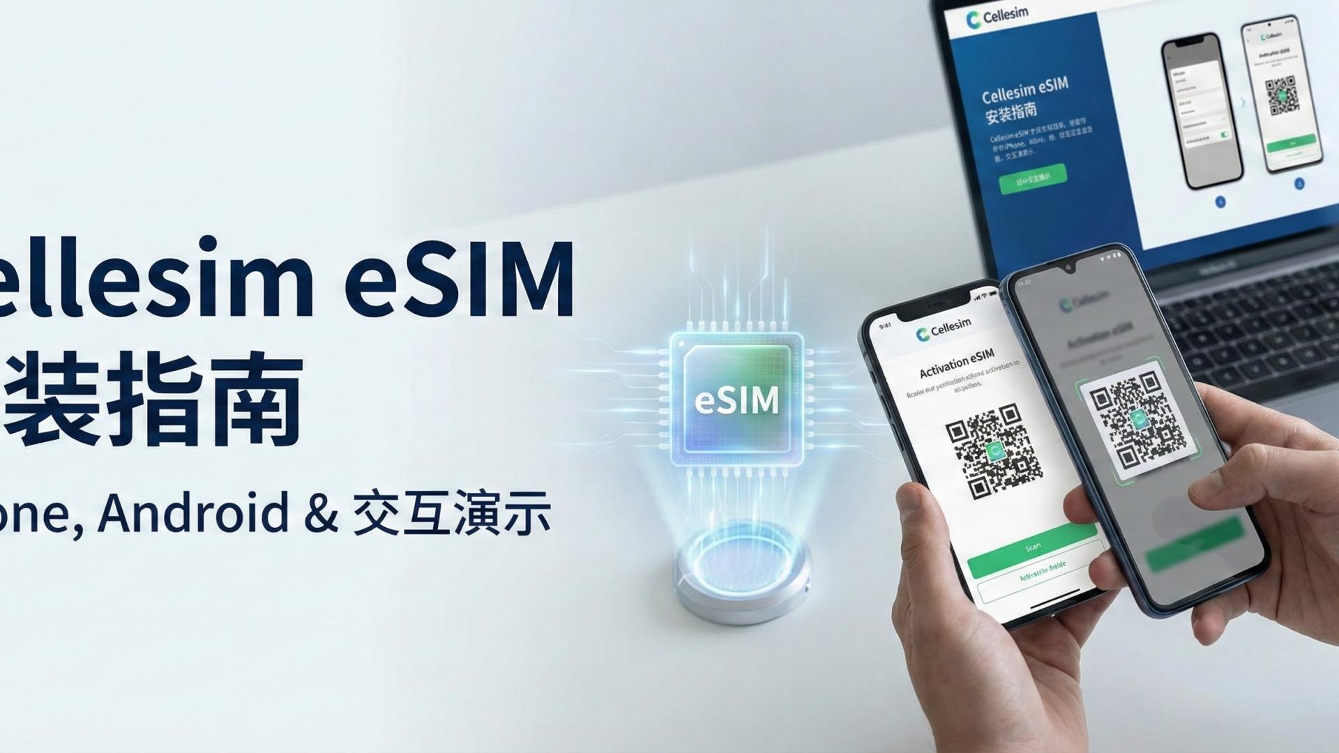 Cellesim eSIM 安装指南：iPhone、Android 及交互演示