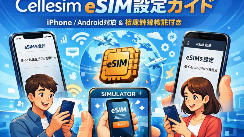 Cellesim eSIM設定ガイド：iPhone/Android対応＆疑似体験機能付き
