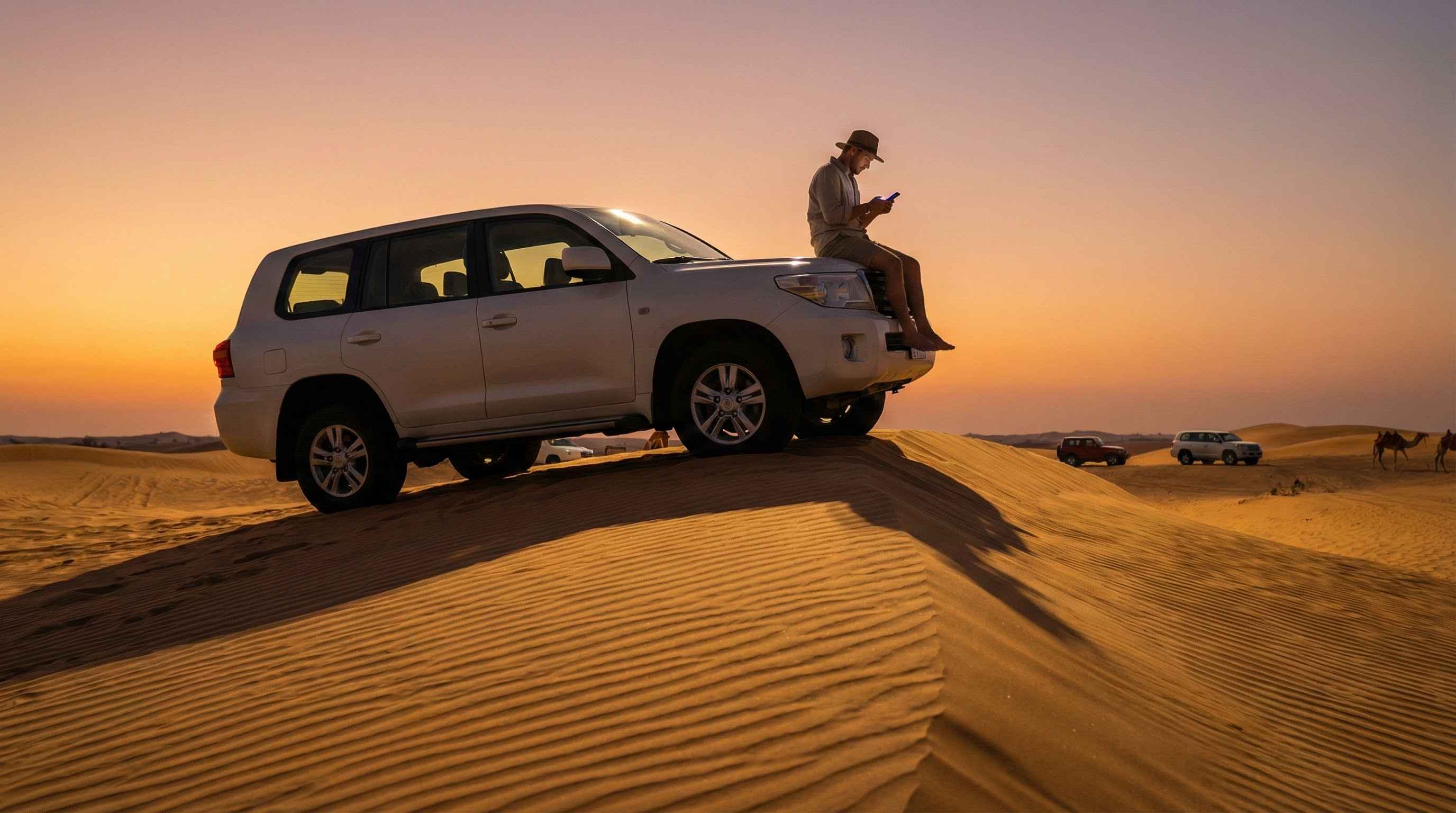 טיול ג'יפים במדבר בדובאי, גלישה באינטרנט בטיול עם eSIM.