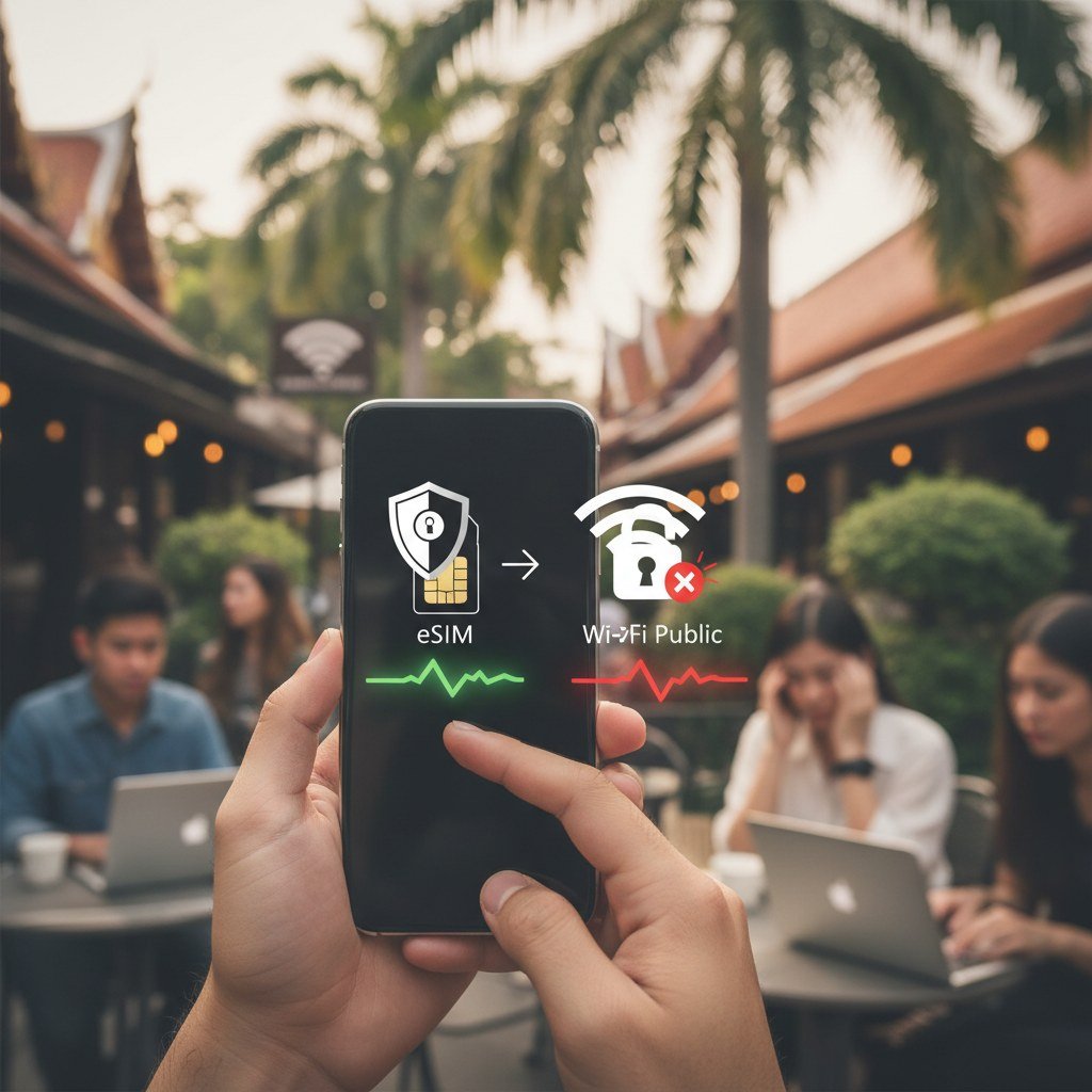 S&eacute;curit&eacute; et Confidentialit&eacute; des Donn&eacute;es : eSIM vs Wi-Fi Public en Tha&iuml;lande - Cellesim eSIM
