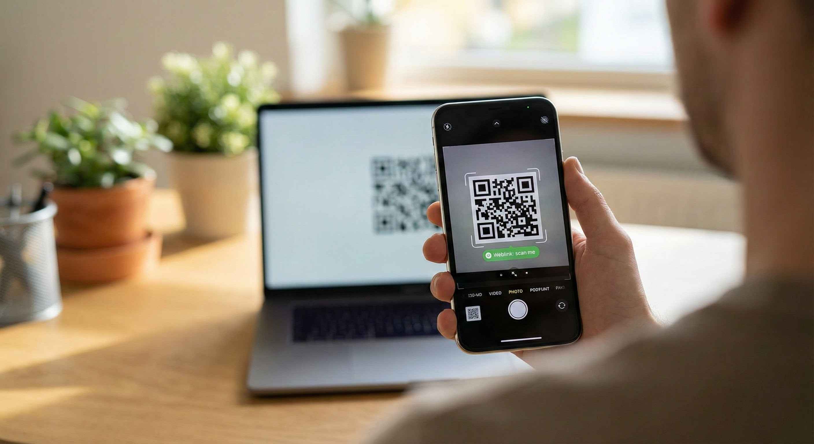 Usuario escaneando c&oacute;digo QR de eSIM desde la configuraci&oacute;n de datos m&oacute;viles del tel&eacute;fono