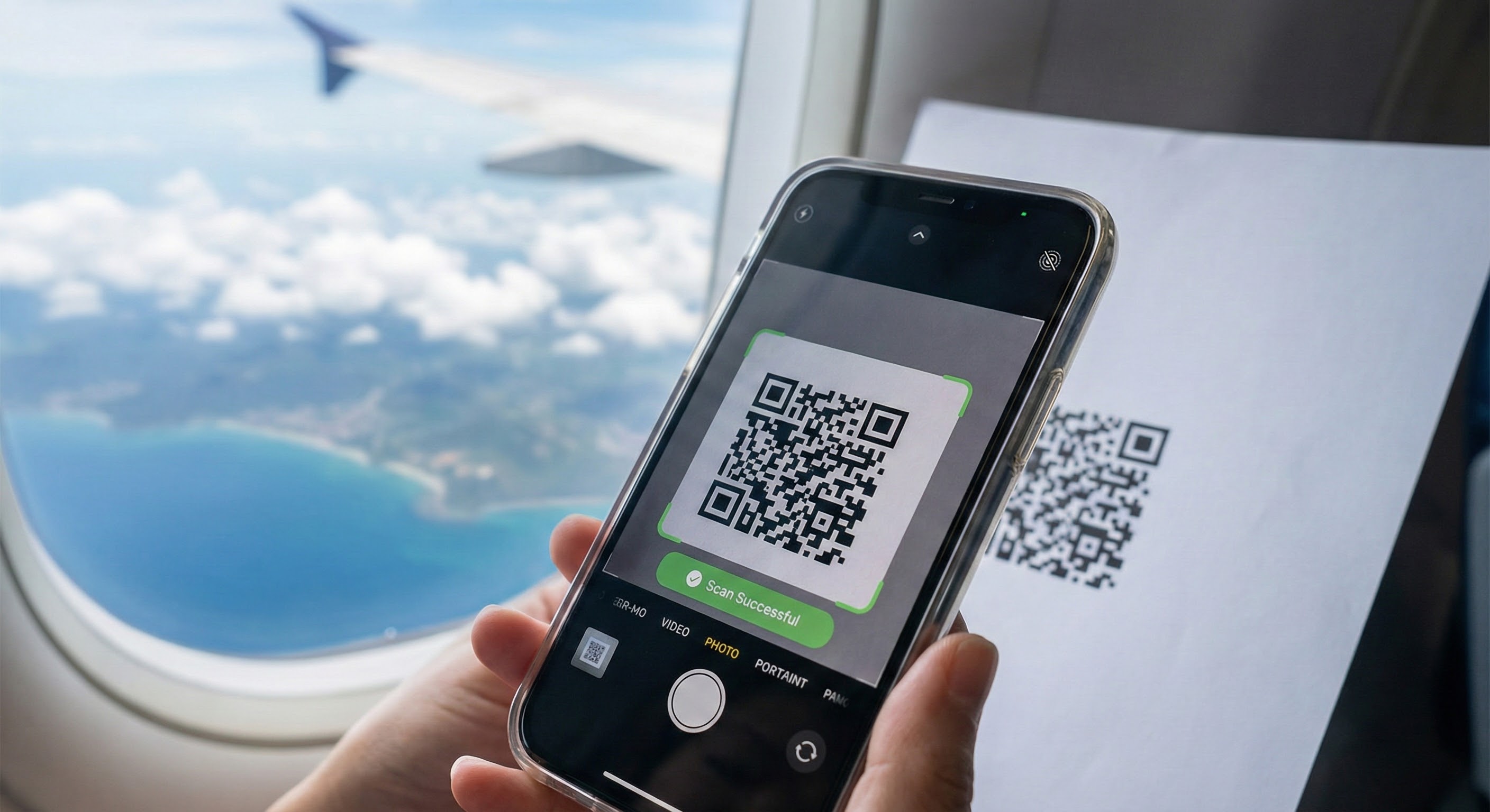 Activation facile forfait mobile USA par QR code dans l'avion avant atterrissage