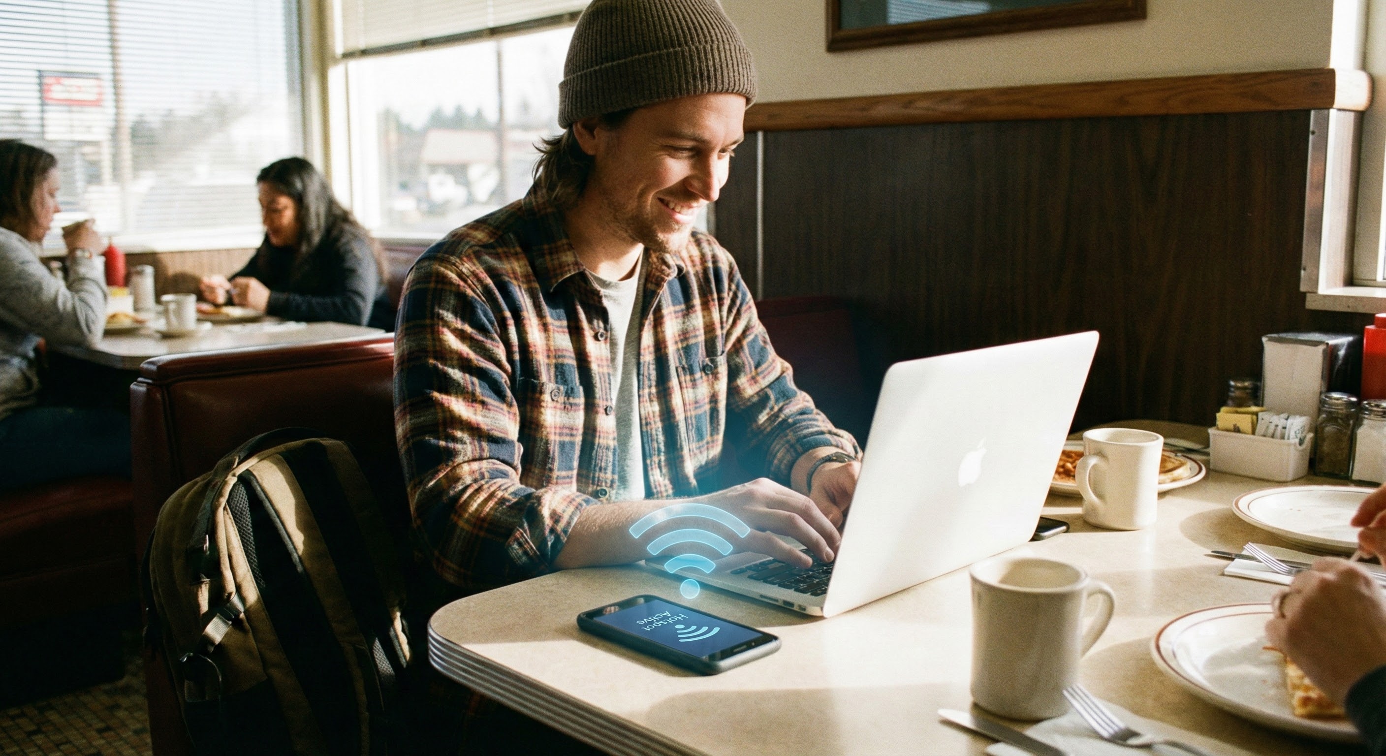 Partage de connexion internet hotspot aux USA avec eSIM sur ordinateur portable