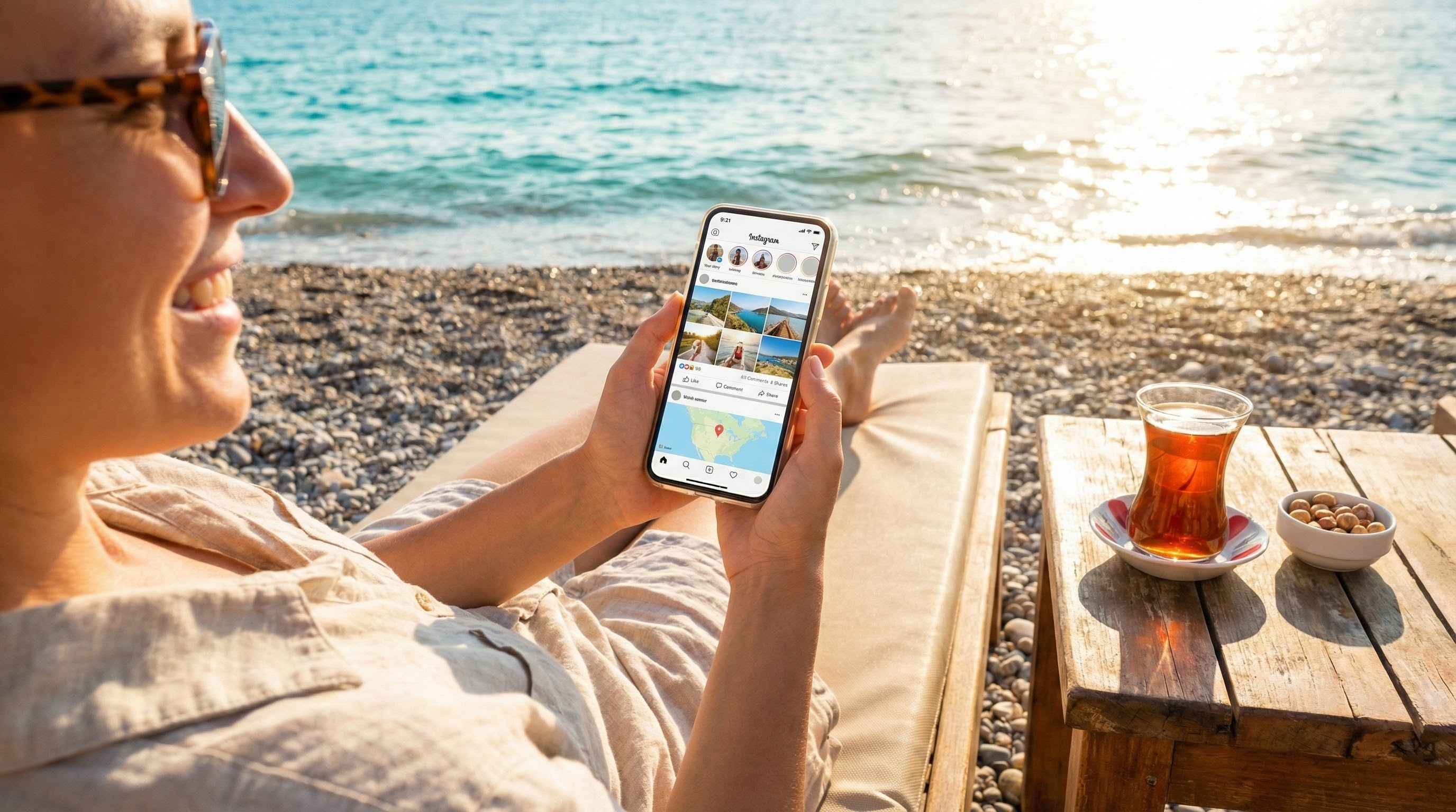 Tanie korzystanie z internetu na plaży w Turcji dzięki eSIM, wakacje bez stresu.