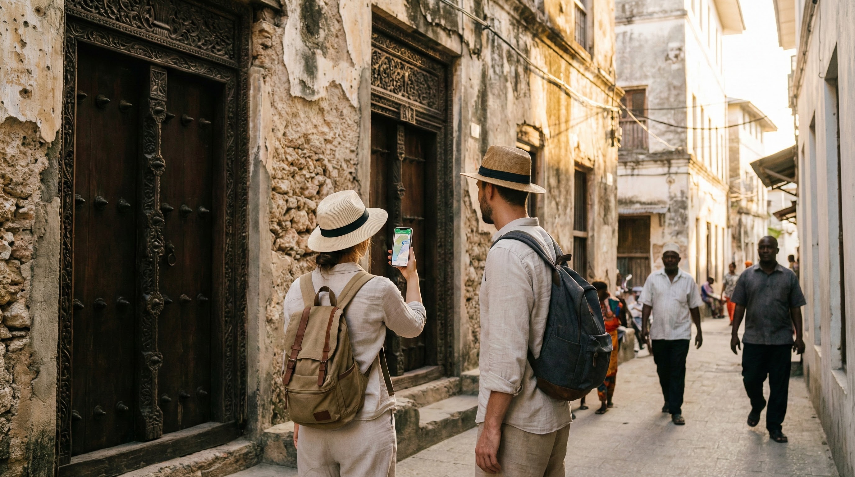 Zwiedzanie Stone Town z internetem w telefonie, mapa Zanzibaru online.