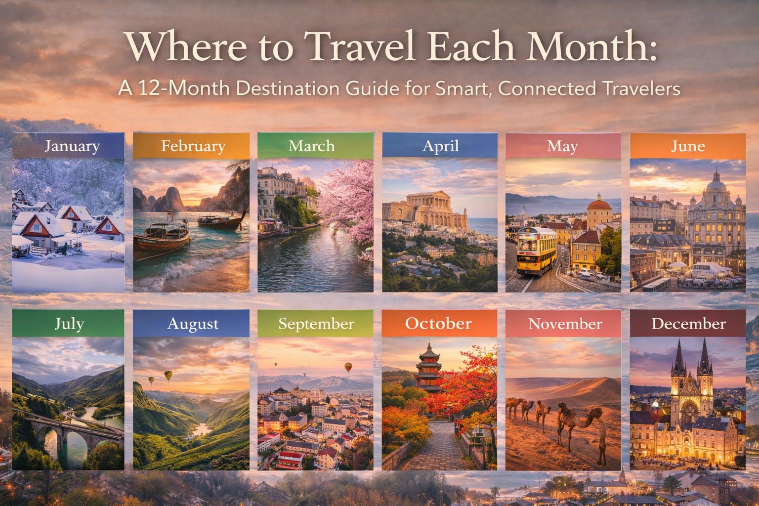 Where to Travel Each Month: A 12‑Month Destination Guide for Smart, Connected Travelers